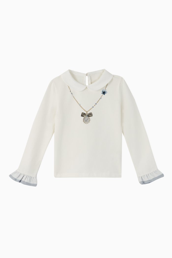 

Necklace Print Jersey Top, White