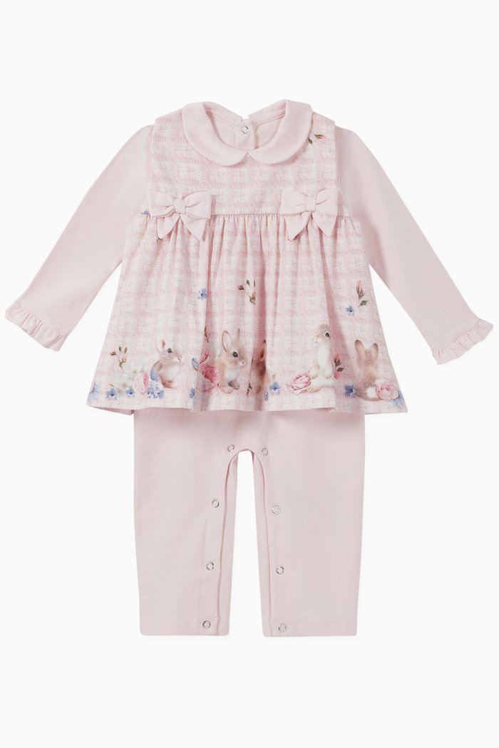

Bunny Knit Print 2-in-1 Babygrow, Pink