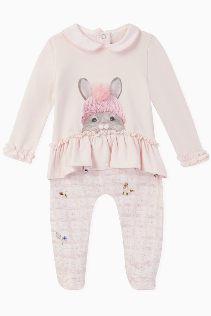 

Bunny & Flower Knit Print Jersey Set, Pink
