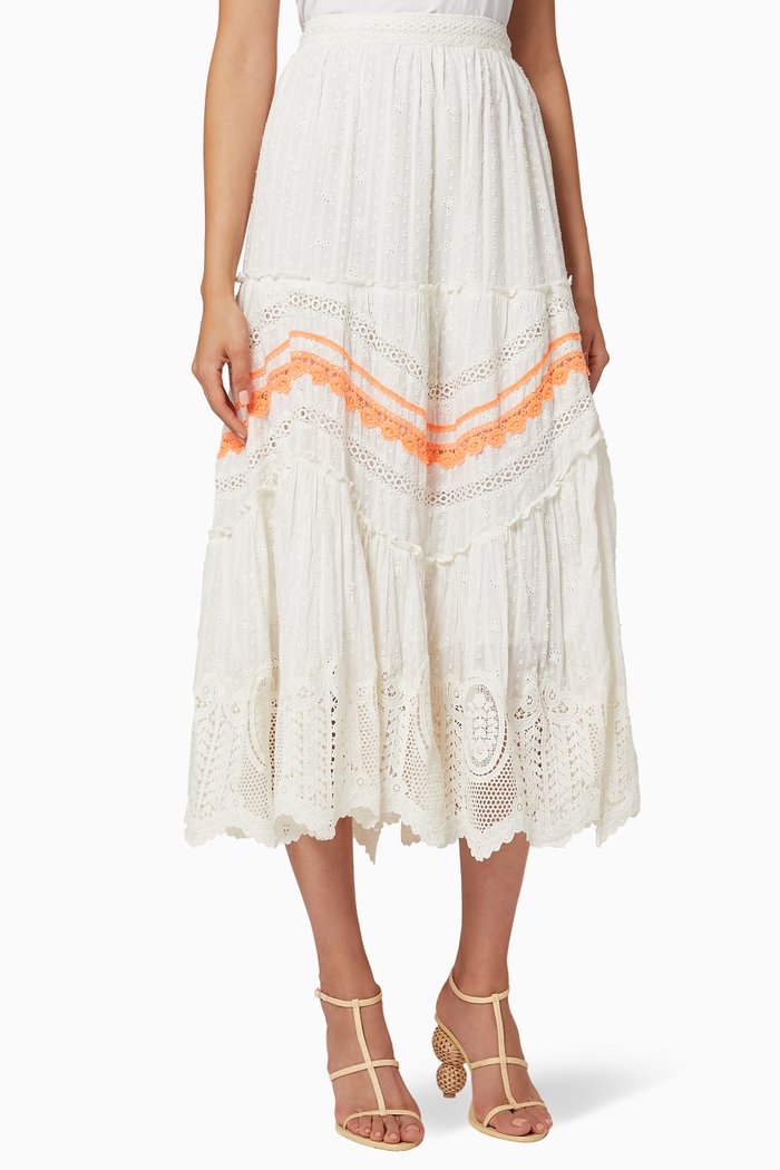 

Dayo Crochet Midi Skirt, White