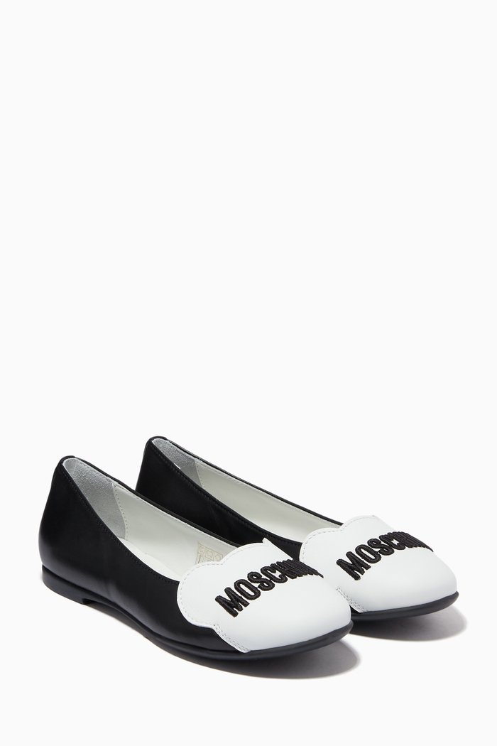 

Logo Ballerinas in Leather, Black