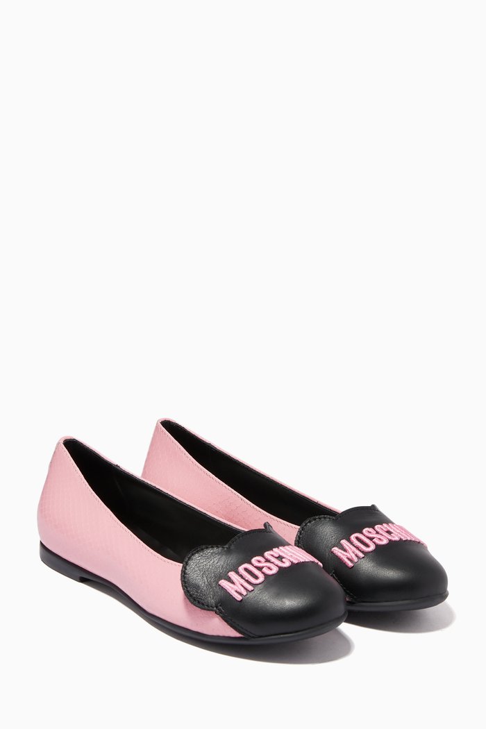 

Logo Ballerinas in Embossed-Leather, Pink