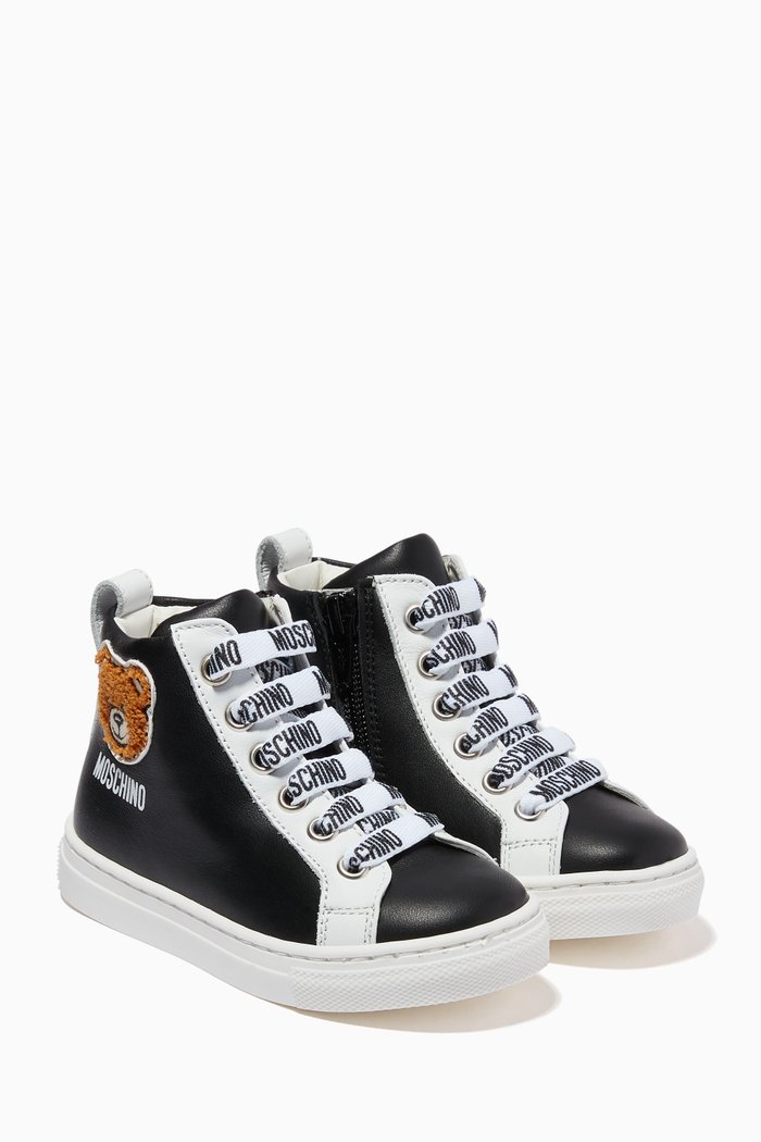 

Teddy Bear High-Top Sneakers in LeatherLightly cushioned insole, Black
