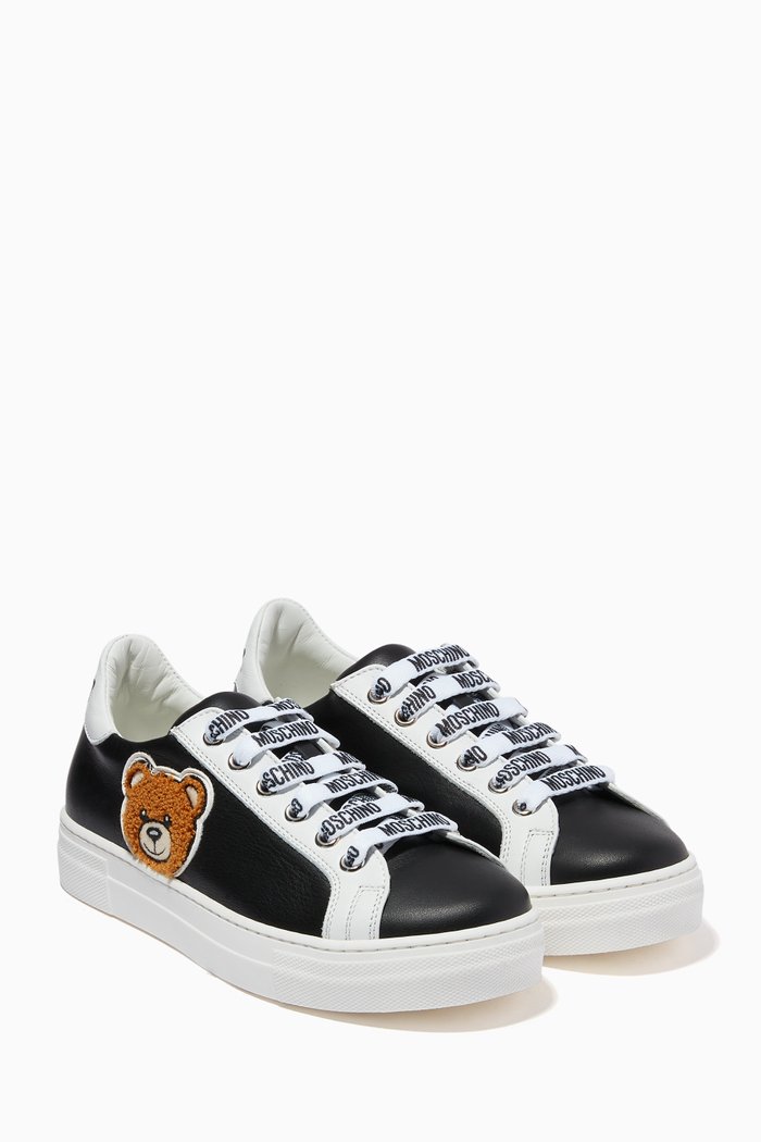 

Teddy Bear Sneakers in Leather, Black