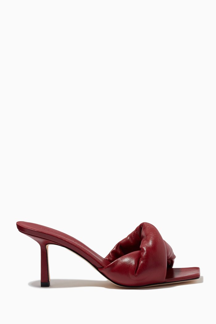 

Twist Front 75 Mules in Nappa, Burgundy