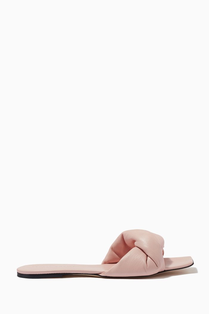 

Twist Front 10 Flat Slides in Nappa Leather, Pink