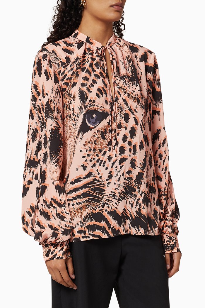 

Leopard Print Satin Blouse, Multicolour