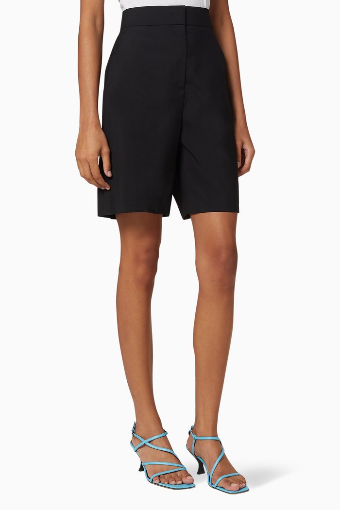

High-Waisted Bermuda Shorts, Black