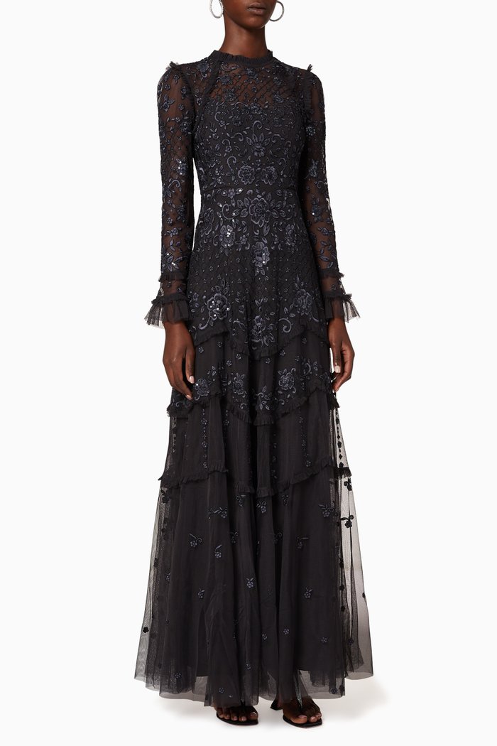 

Marigold Embellished Gown, Black