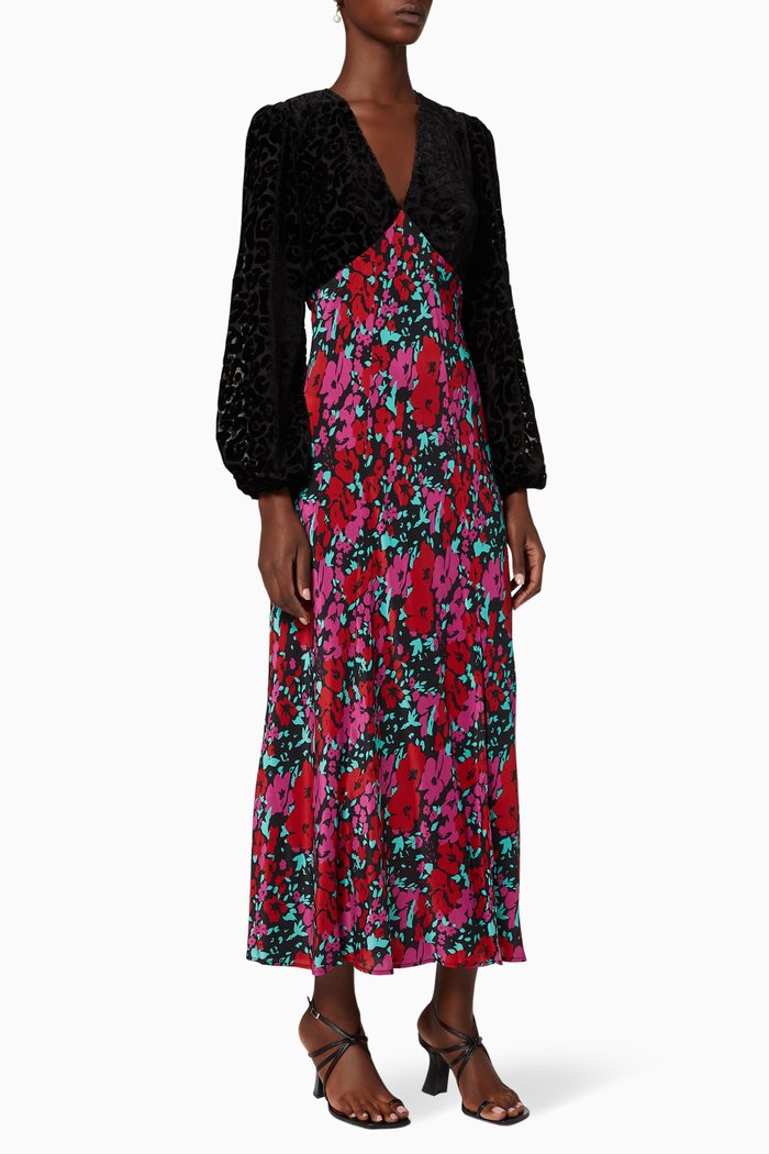 

Melanie Printed Silk Dress, Multicolour