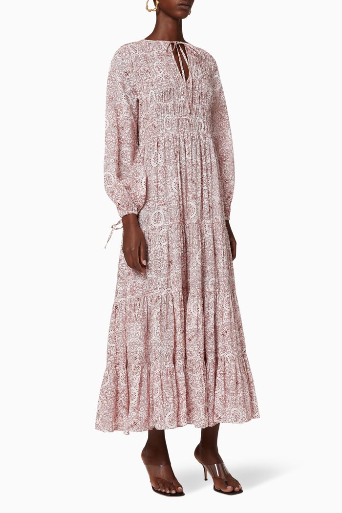 

Lori Paisley Cotton Dress, Red