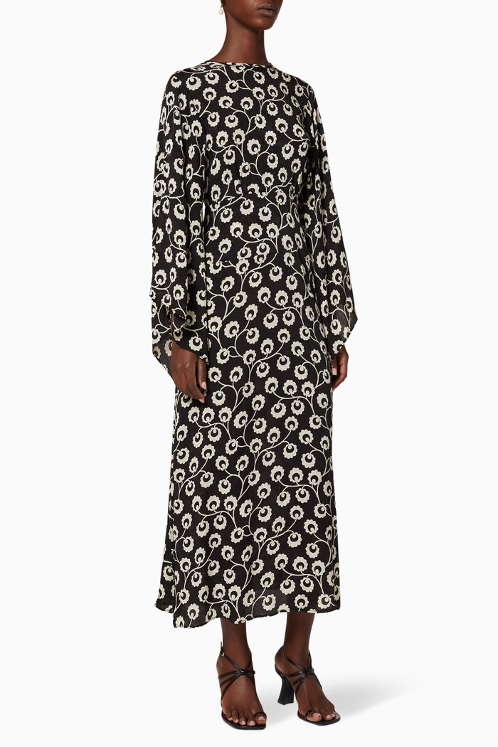 

Stevie Printed Silk Dress, Black