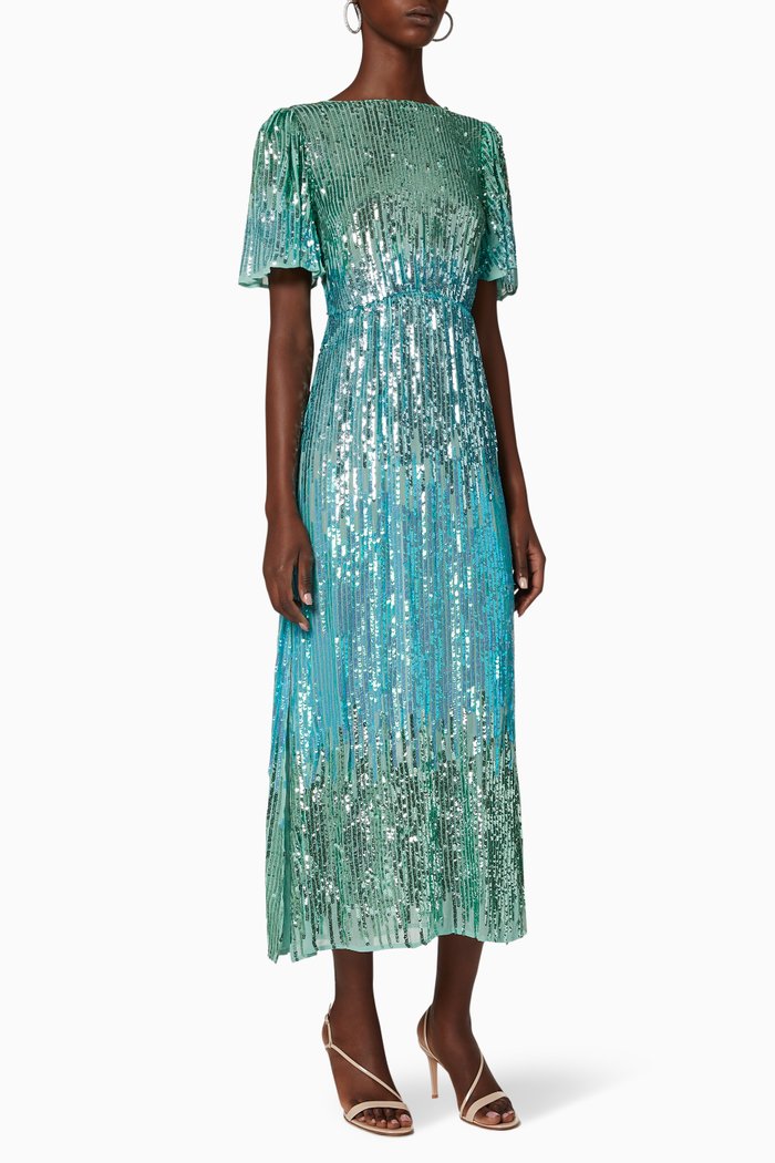 

Venus Dip Dye Sequin Dress, Green