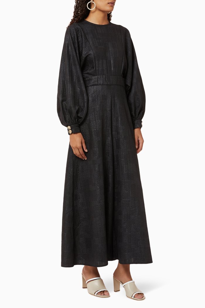 

Metallic Wide-Leg Jumpsuit, Black