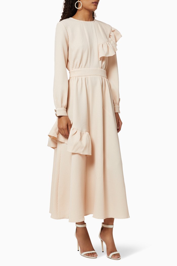 

Frill Textured Dress, Neutral