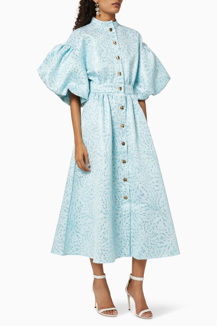 

Puff Sleeve Dress, Blue