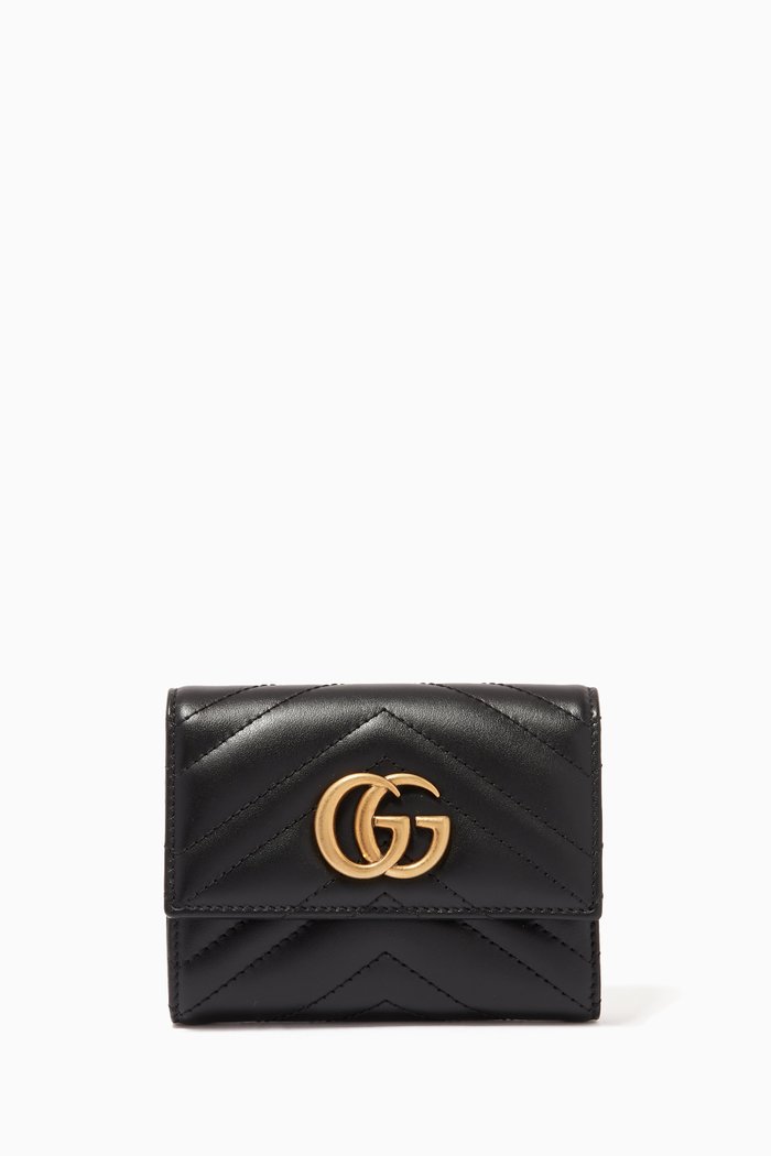 

GG Marmont Wallet in Matelassé Chevron Leather, Black