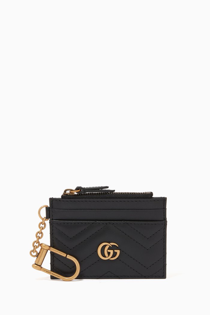 

GG Marmont Keychain Wallet in Matelassé Leather, Black
