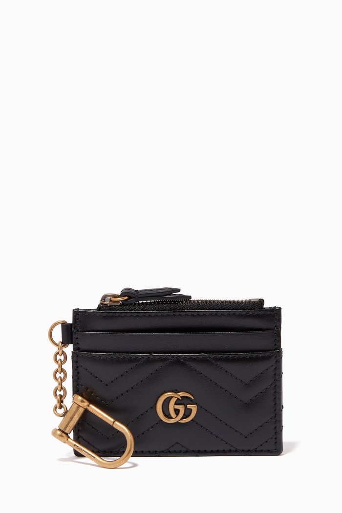 

GG Marmont Keychain Wallet in Matelassé Leather, Black