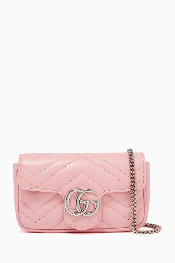 

Super Mini GG Marmont Bag in Chevron Leather, Pink