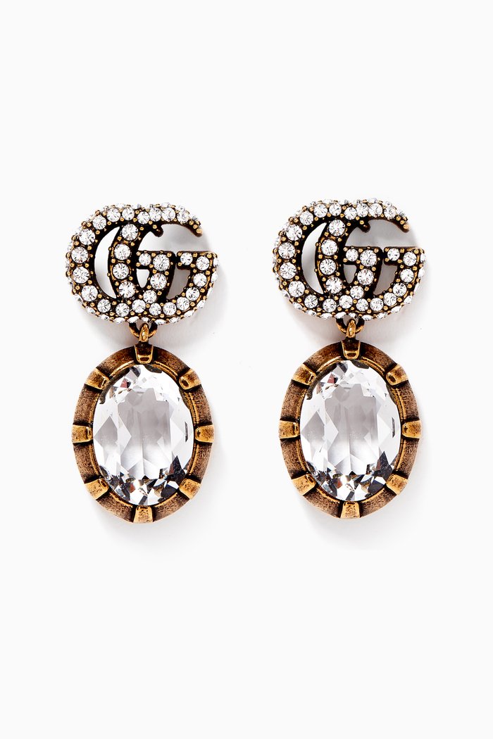 

Double G Earrings with Crystals, Silver