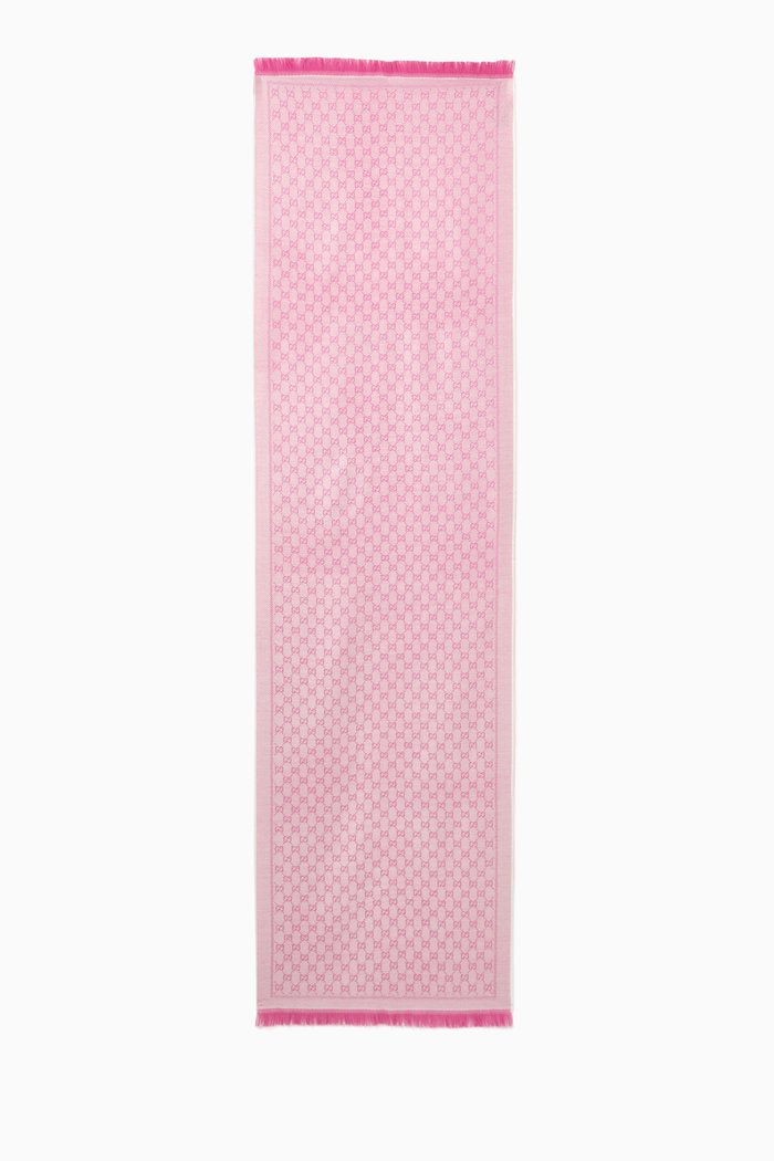 

GG Jacquard Scarf in Wool, Pink