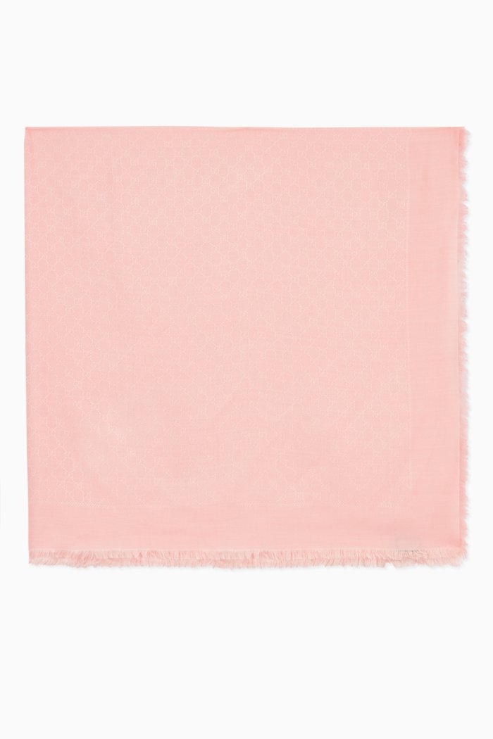 

GG Jacquard Shawl in Silk Wool, Pink