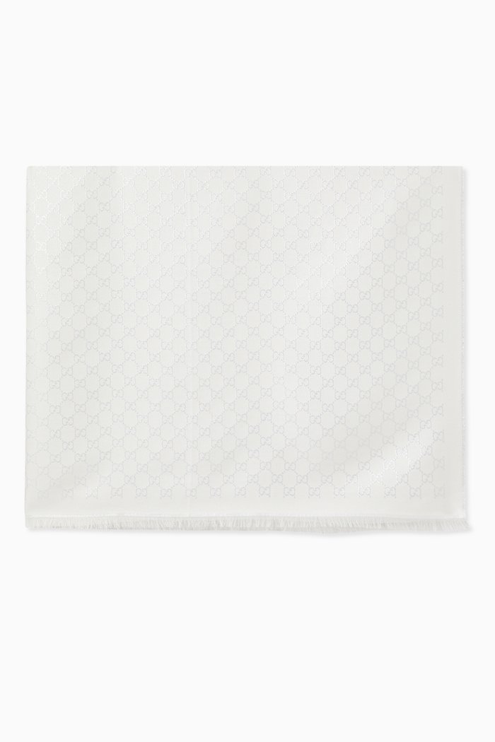 

GG Lamé Jacquard Stole in Cotton, Neutral