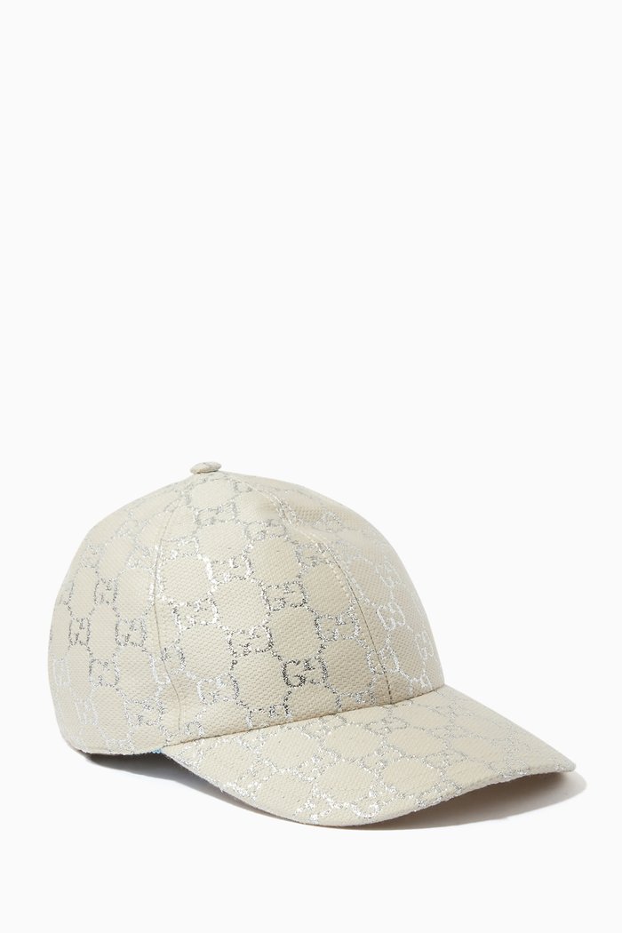 

GG Lamé Baseball Hat, White