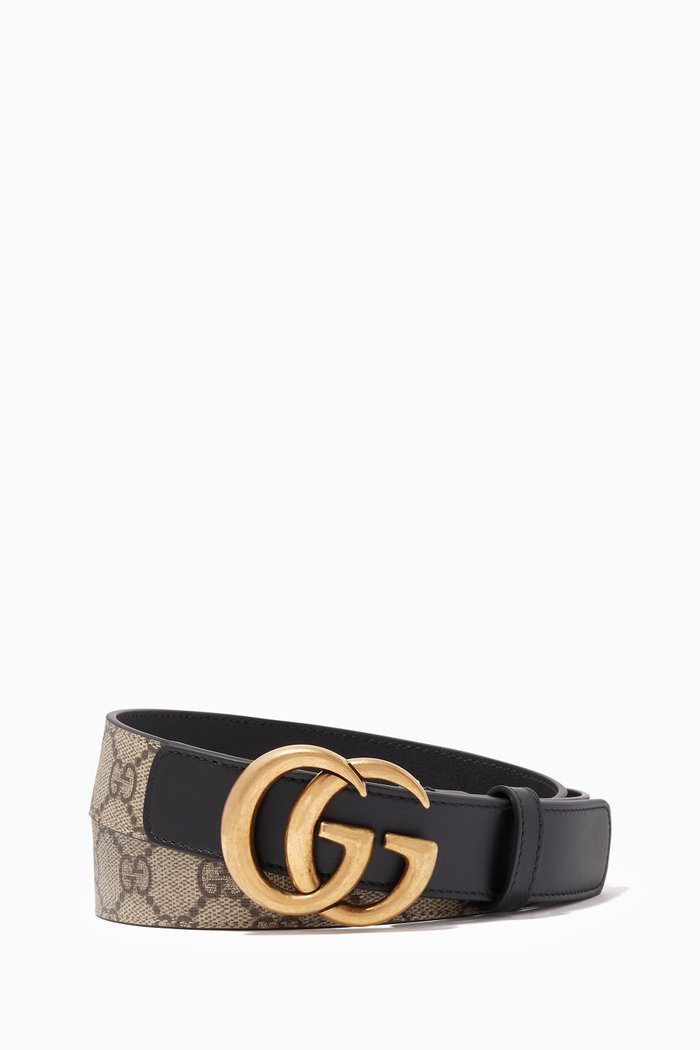 

Double G Buckle Belt in Leather, Black