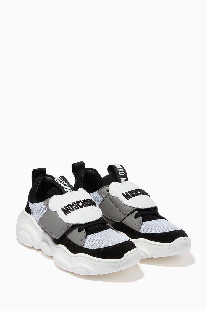 

Logo Sneakers in Mesh & Leather, Black