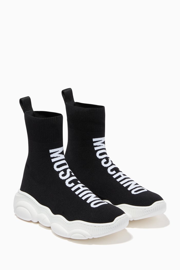 

Logo Sock Sneakers in Nylon, Black