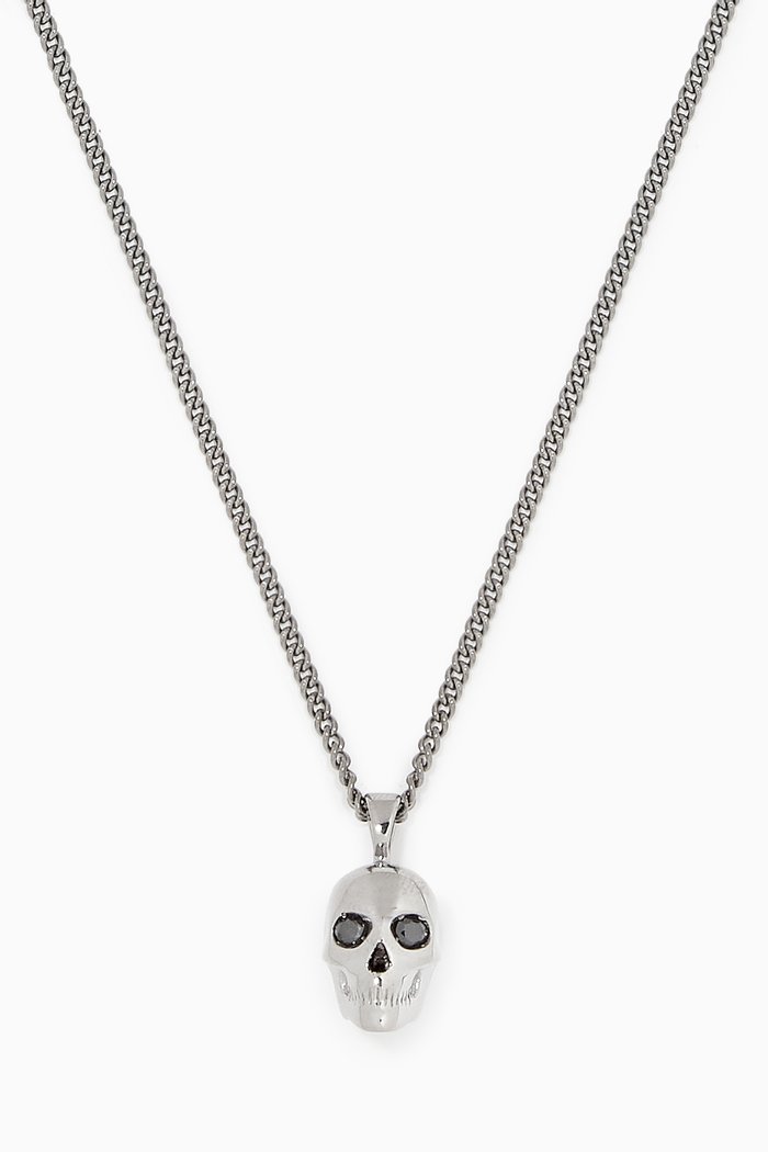 

Atticus Skull Necklace in Gunmetal-Plated Sterling Silver