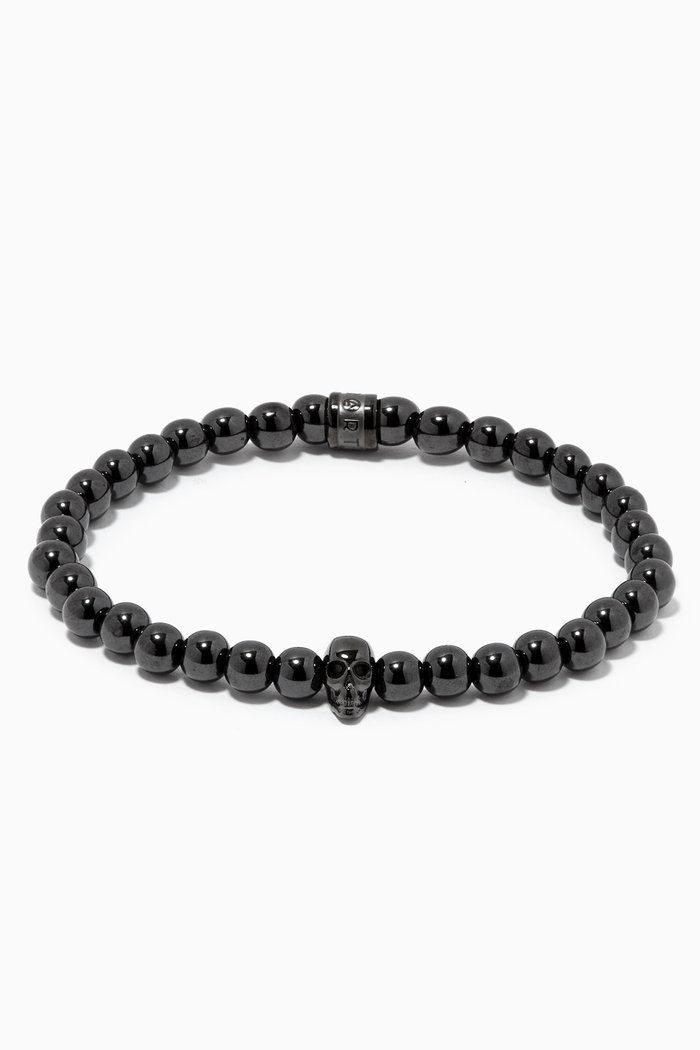 

Atticus Skull Bracelet in Ceramic & Gunmetal, Black