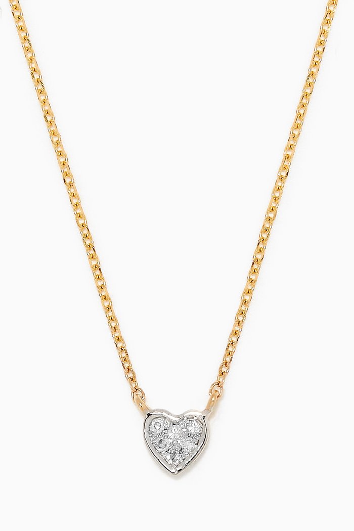 

Teeny Pavé Heart Diamond Necklace in 14kt Yellow Gold