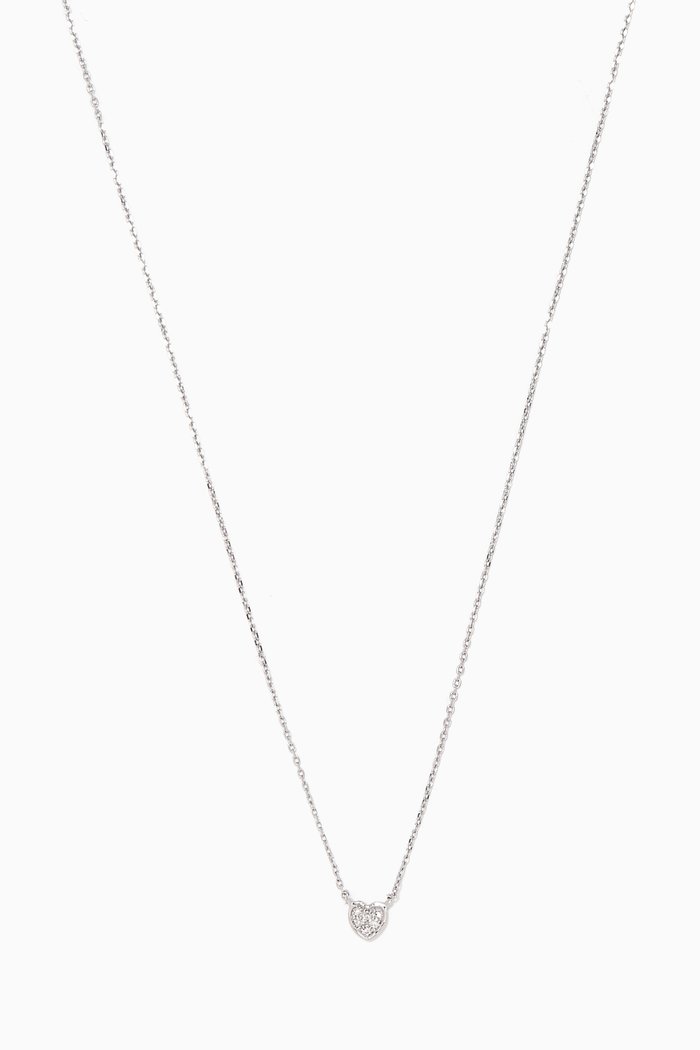 

Teeny Pavé Heart Diamond Necklace in 14kt White Gold, Silver