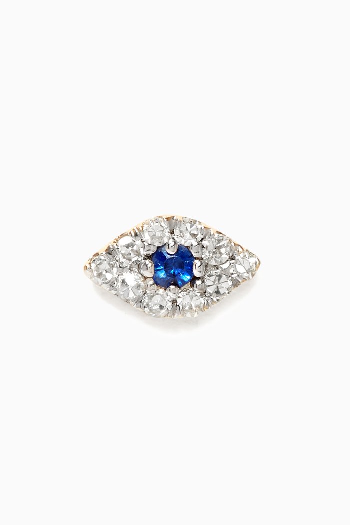 Mini Pavé Diamond Evil Eye Stud in 14kt Yellow Gold