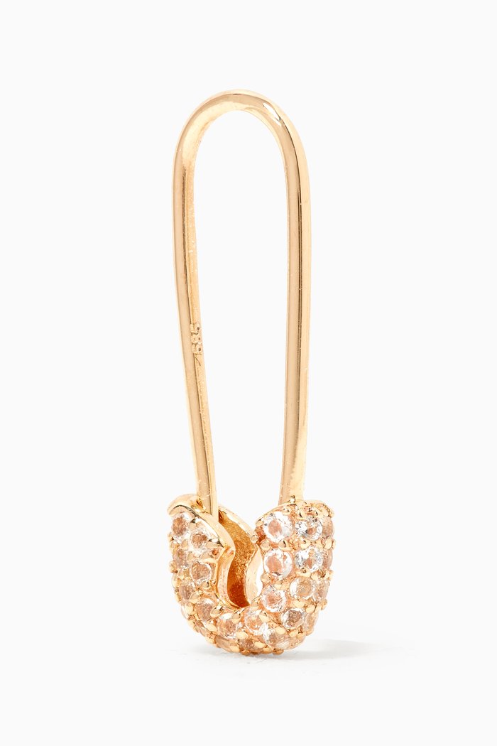 Pavé Topaz Safety First Earring in 14kt Yellow Gold