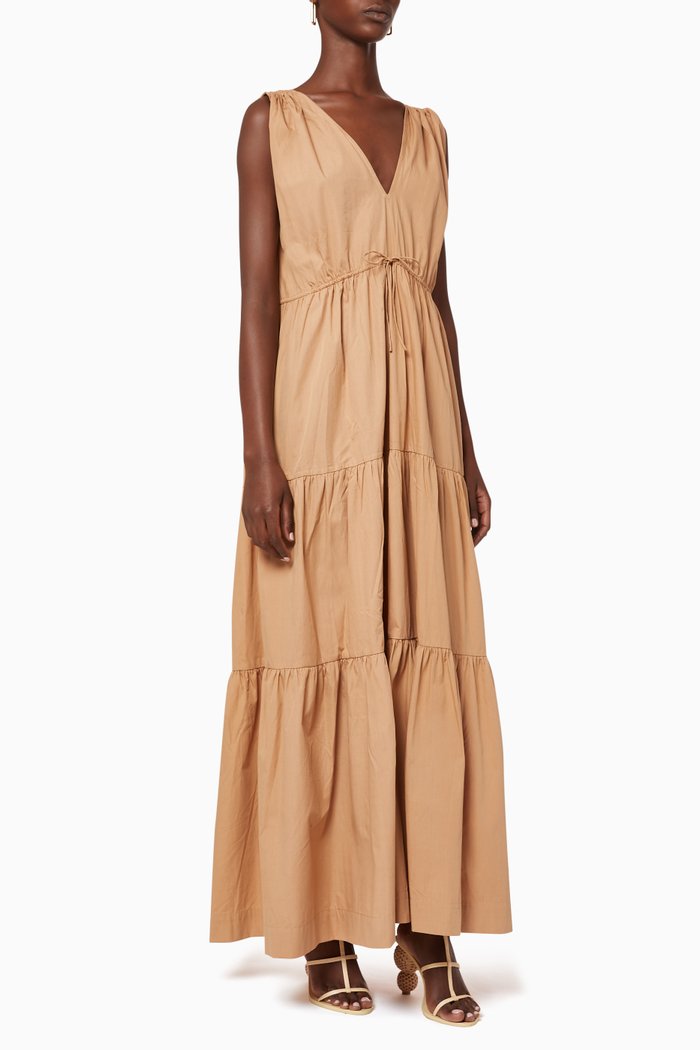 

Expression Tiered Cotton Dress, Neutral