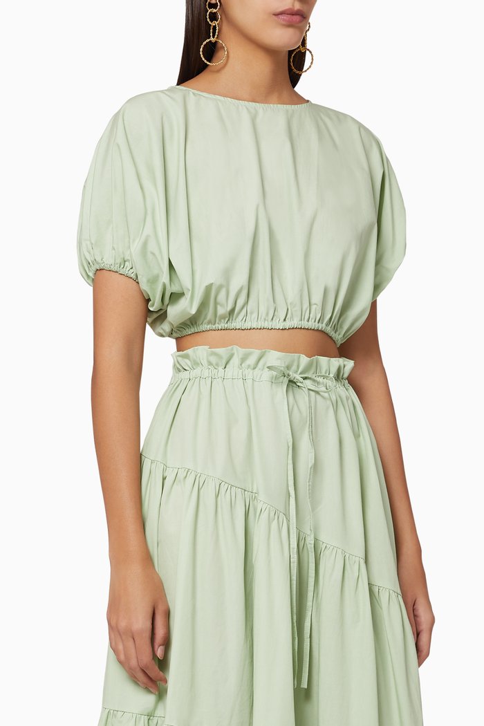 

Seeker Linen Crop Top, Green