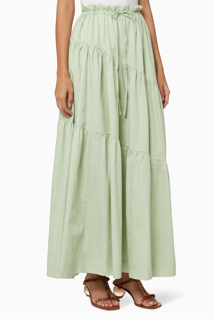 

Seeker Linen Tiered Skirt, Green