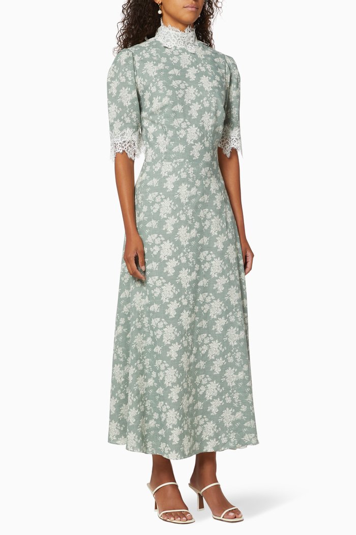 

Floral Midi Dress, Green