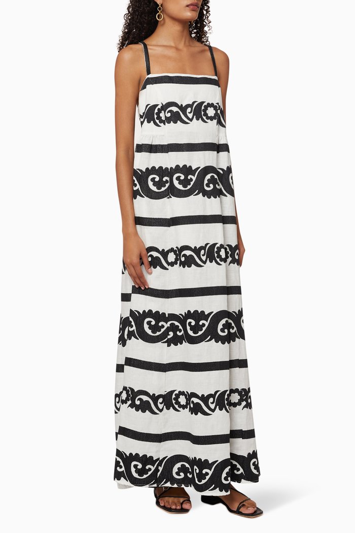 

Embroidered Cotton Maxi Dress, White