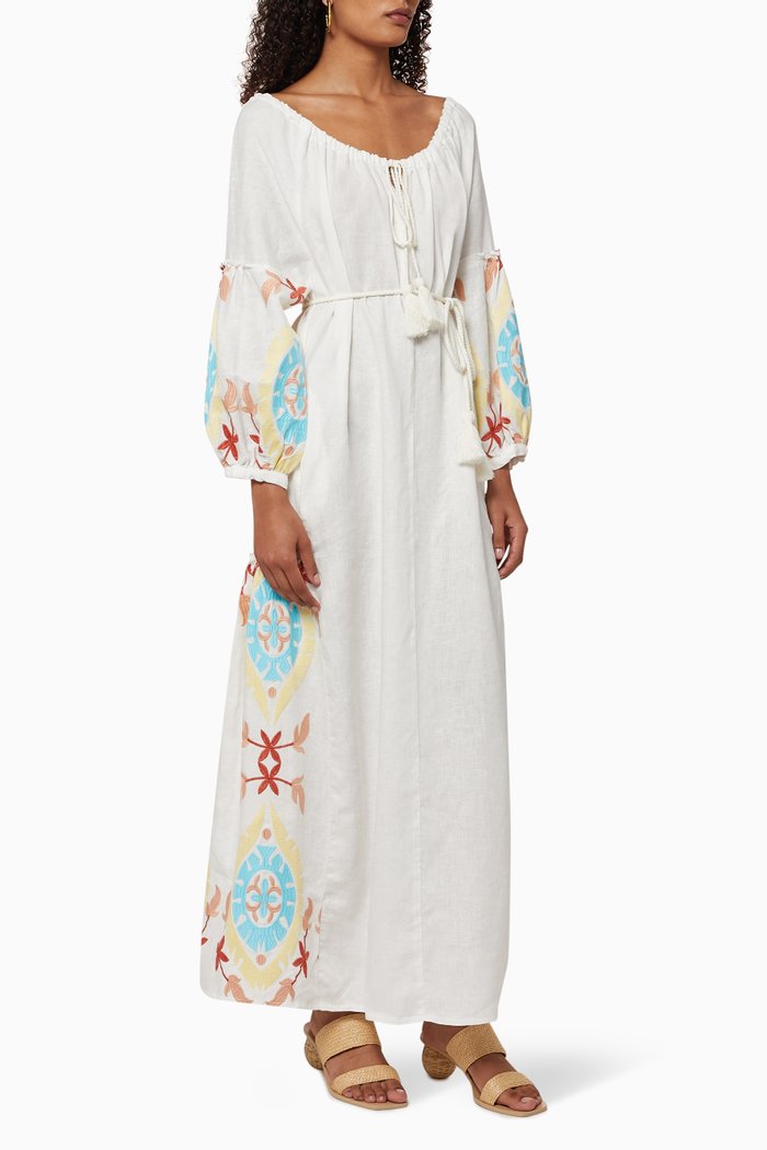 

Embroidered Cotton Maxi Dress, Multicolour