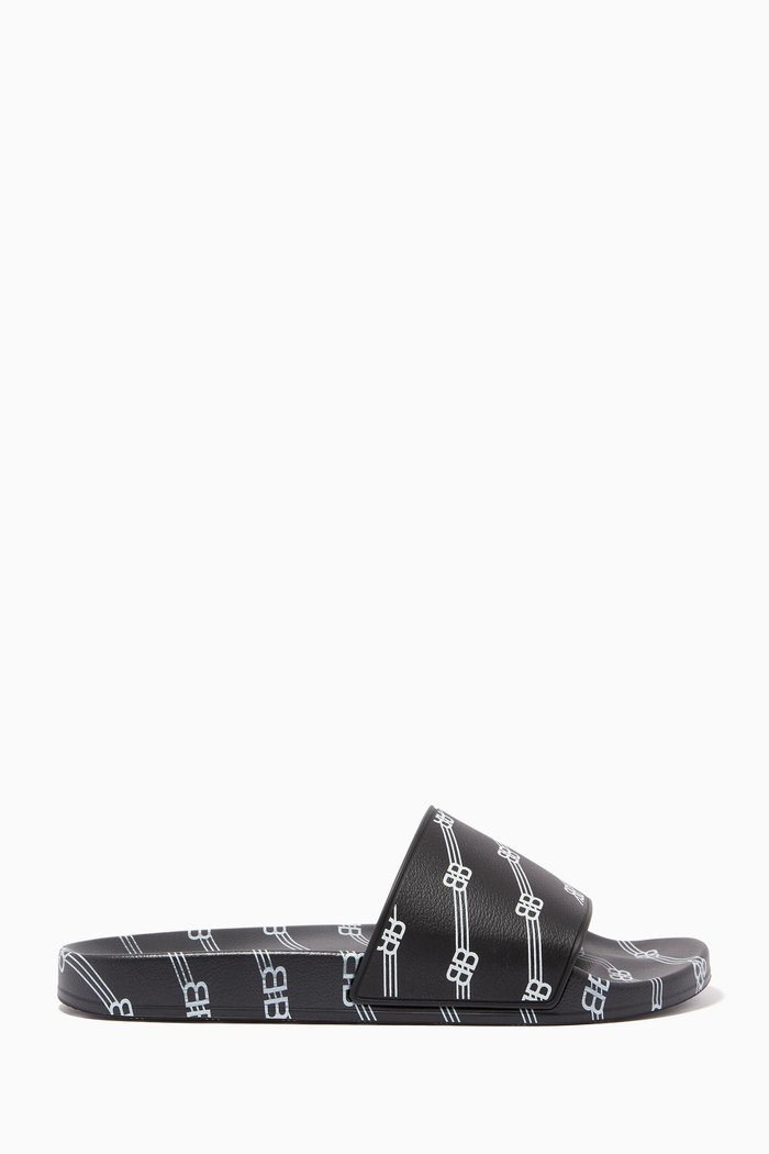 

BB Logo Pool Slides in Rubber, Black