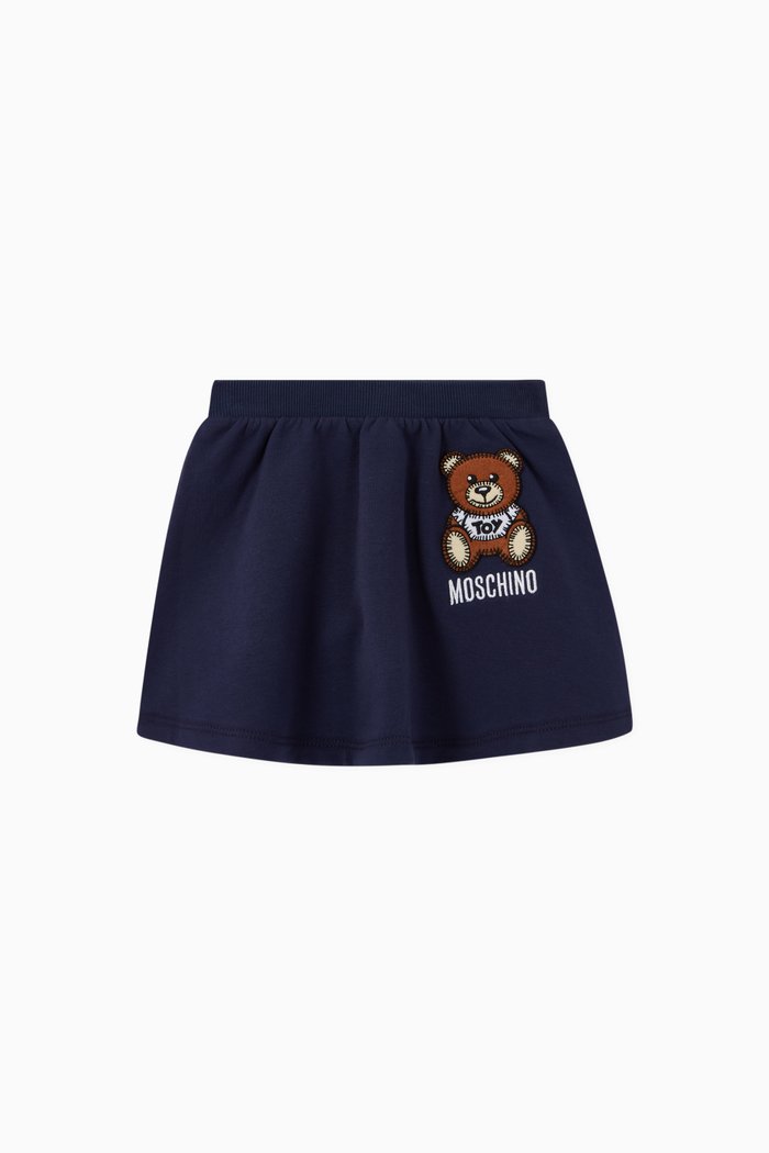

Teddy Bear Embroidered Mini Skirt, Blue