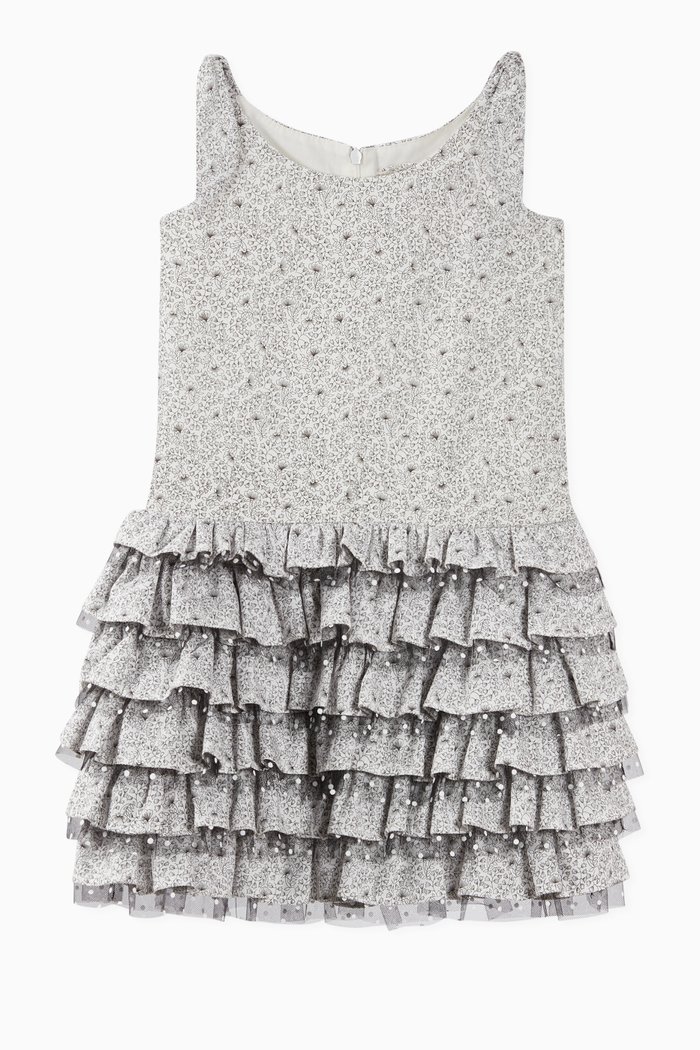 

Frill Cotton Dress, Grey