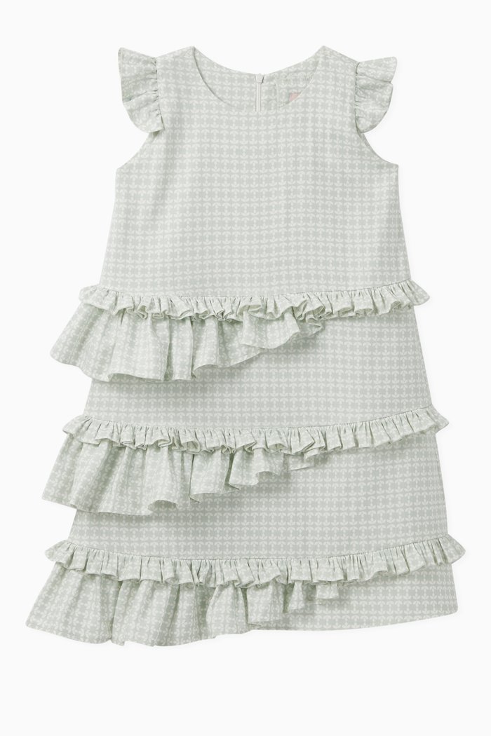 

Frill Printed Dress, Green