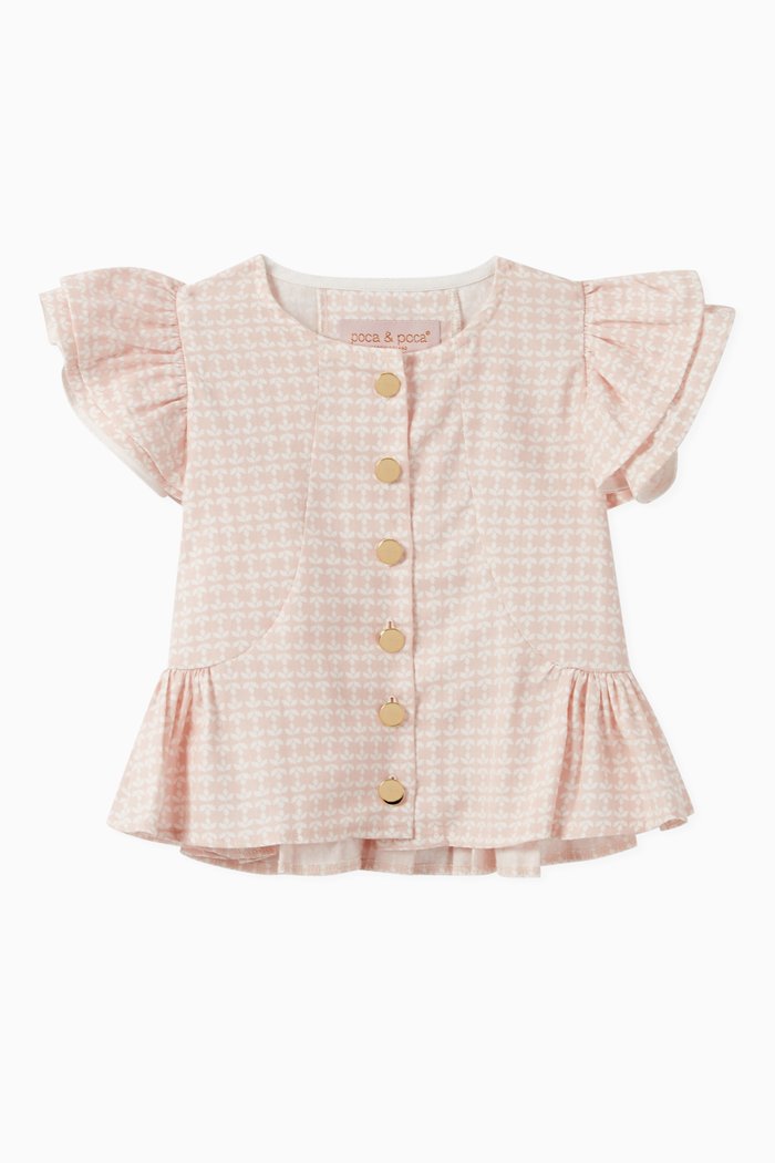 Frill Button Blouse, Pink
