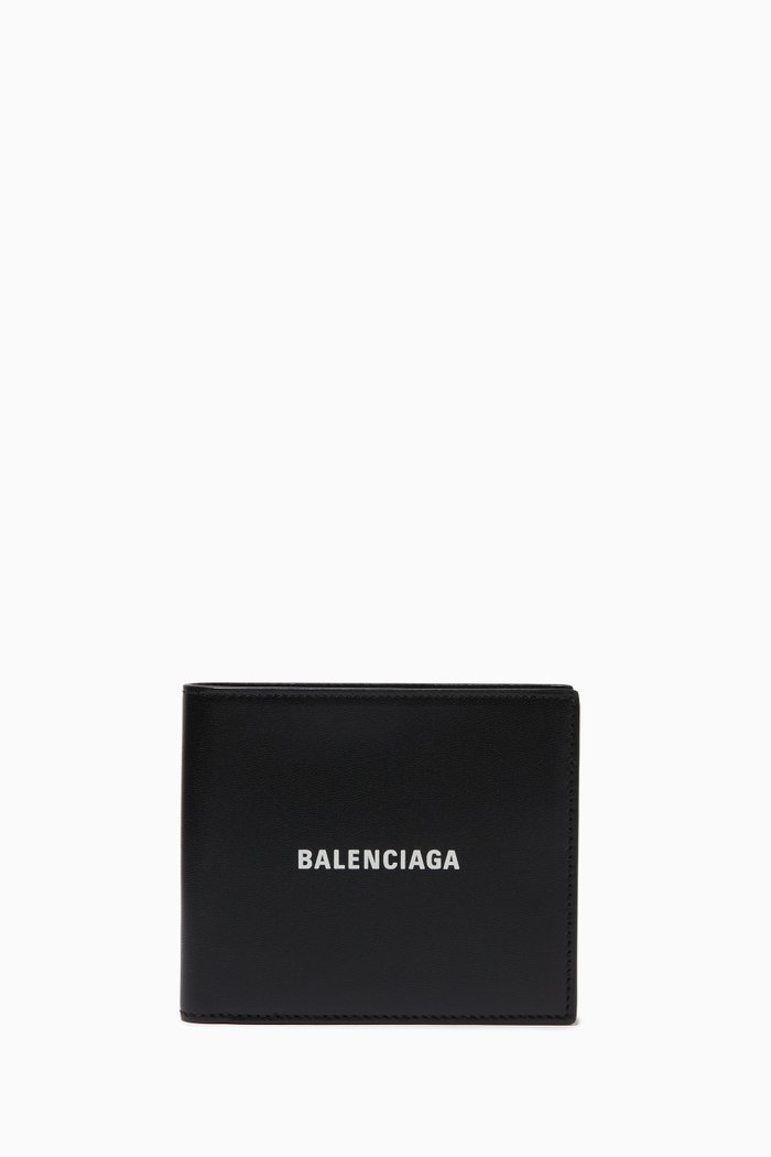 

Cash Square Folded Wallet in Smooth Calfskin, Black